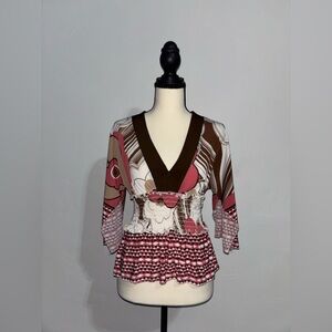 XOXO Collection Boho Smocked Top Small